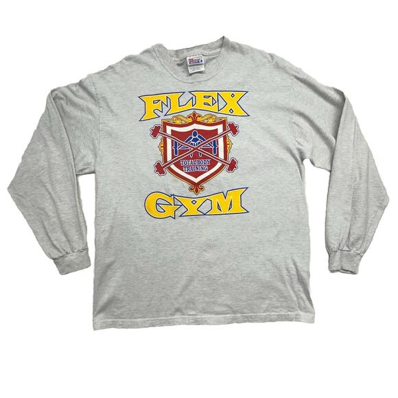 Hanes Other - Vintage Flex Gym Shirt Size L 90s Rare Long Sleeve Bodybuilding Hanes Beefy